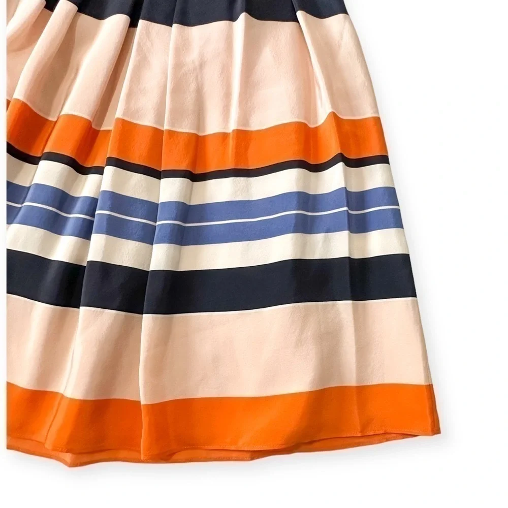 New with tag, L.K.Bennett Orange Caitlyn Striped Silk Skirt, Size 2